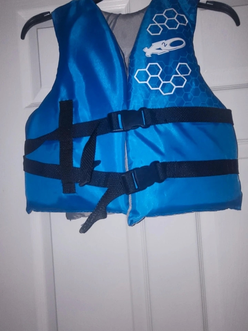 Bright Blue Kids Life Vest with Hexagon Graphic